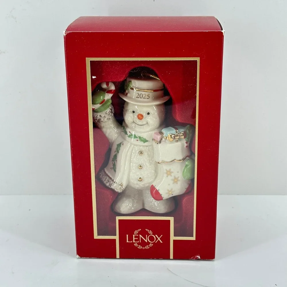 NEW Lenox 2025 Christmas Snowman Ornament With Stocking Figurine 897134 NIB